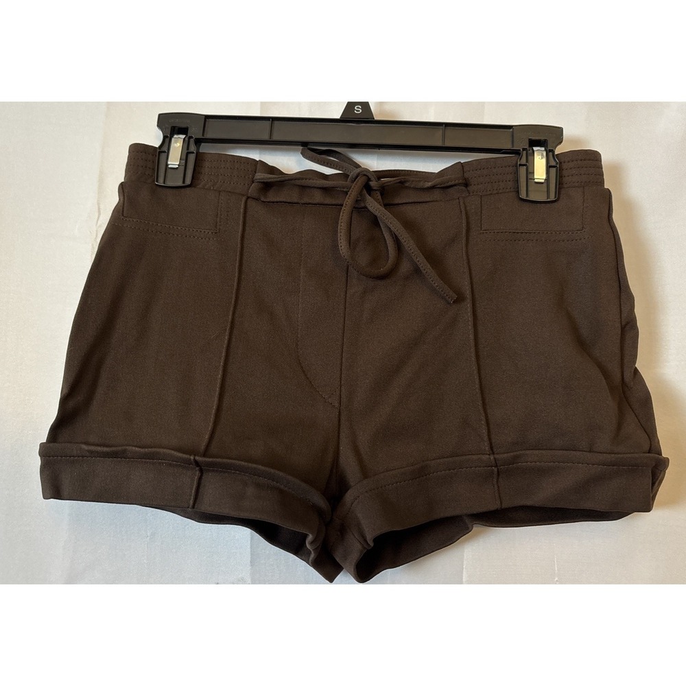 Vtg 70's-80's Women's KMART Brown Nylon Booty shorts Front Tie Rolled Hem Sz 8‎